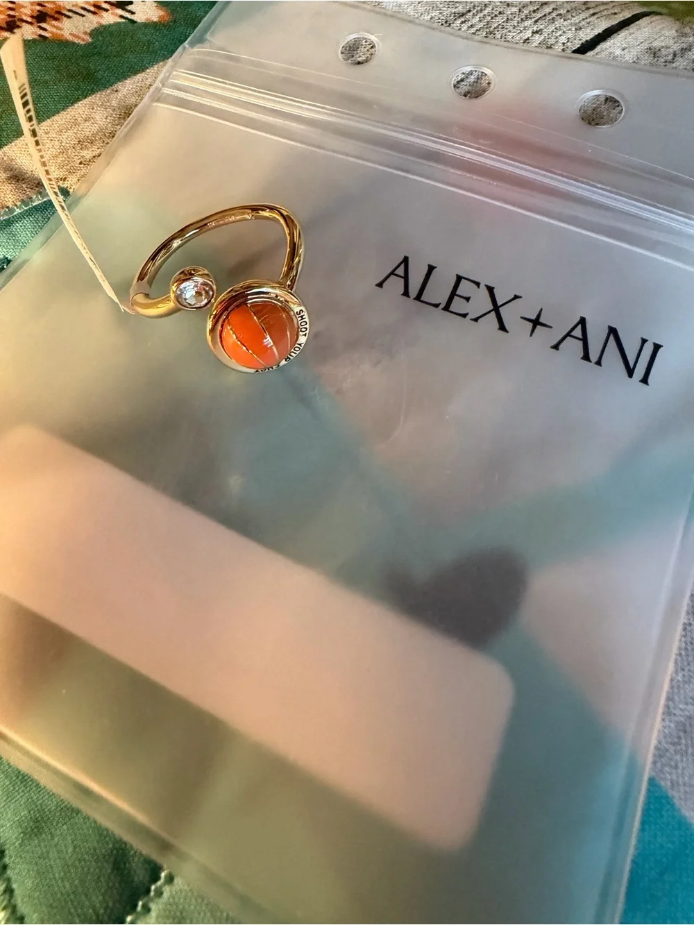 Alex + Ani Orange Enamel Inspirational Ring - 'Take Your Shot'. Basketball ring